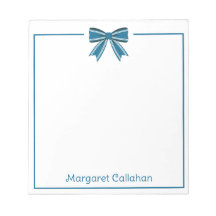 Preppy Blue and White Bow Personalized