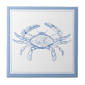 Preppy Blue and White Crab an der Küste Fliese (Vorderseite)