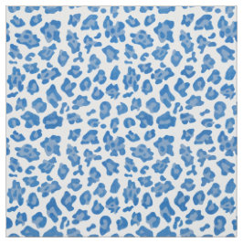 Preppy Blue and White Leopard Print Patches Stoff