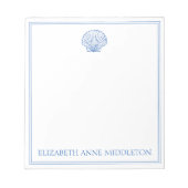 Preppy Blue and White Muschel Personalisiert Notizblock (Vorderseite)