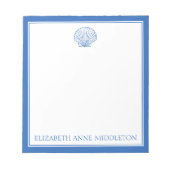 Preppy Blue and White Muschel Personalisiert Notizblock (Vorderseite)