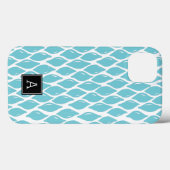 Preppy BLUE AQUA AQUAMARIN Black Monogram Personal Case-Mate iPhone Hülle (Rückseite (Horizontal))