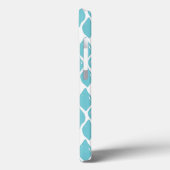 Preppy BLUE AQUA AQUAMARIN Black Monogram Personal Case-Mate iPhone Hülle (Rückseite / Links)