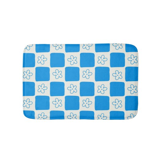 Preppy Blue Blume Prüfmuster Badematte (Vorderseite)