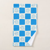 Preppy Blue Blume Prüfmuster Badhandtuch Set (Handtuch)