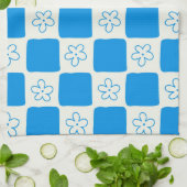 Preppy Blue Blume Prüfmuster Geschirrtuch (Gefaltet)