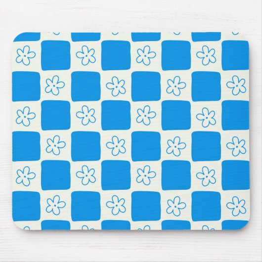 Preppy Blue Blume Prüfmuster Mousepad (Vorne)
