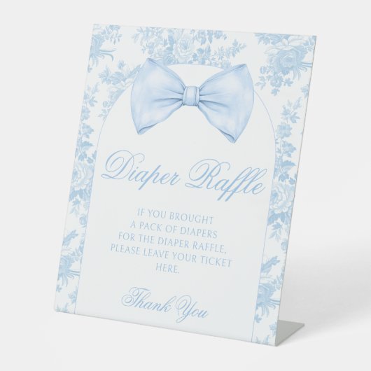 Preppy Blue Bow Krawatte Baby Boy Dusche Windelwan Sockelschild (Vorderseite)