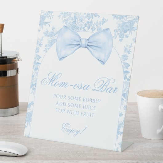 Preppy Blue Bow Krawatte Mimosa Mama-osa Bar Baby Sockelschild (In Situ)