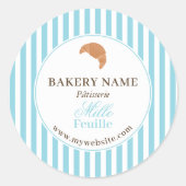 Preppy Blue Brown Stripes Bakery Logo Product Runder Aufkleber (Vorderseite)