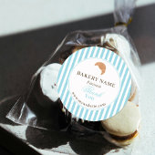 Preppy Blue Brown Stripes Bakery Logo Thank You Runder Aufkleber