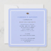 Preppy Blue Button Stripes Foto Graduation Party Einladung (Rückseite)