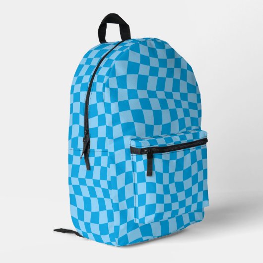 Preppy Blue Checker Backpack Bedruckter Rucksack (Rückseitige Ecke links)