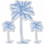 Preppy Blue Coastal Palmetto Palm Trees Aufkleber (Vorderseite)