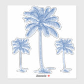 Preppy Blue Coastal Palmetto Palm Trees Aufkleber (Blatt)