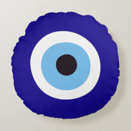 Preppy Blue Evil Eye Rundes Kissen