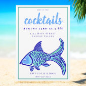Preppy Blue Fish Cocktail Party Einladung
