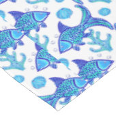 Preppy Blue Fish Muster Coastal Beach House Boat Tischdecke (Schrägansicht)