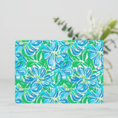 Preppy Blue Flowers Einladung (Stehend Vorderseite)