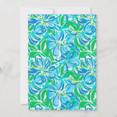 Preppy Blue Flowers Monogram Einladung (Rückseite)