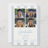 Preppy Blue Foto Abschlussfeier Einladung (Rückseite)