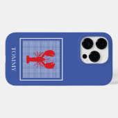 Preppy Blue Gingham Red Lobster Name Coastal Case-Mate iPhone Hülle (Rückseite (Horizontal))