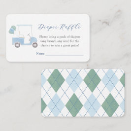 Preppy Blue Golf Cart Diaper Raffle Baby Dusche Begleitkarte