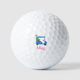 Preppy Blue Golf Cart Personalisiert Golfball