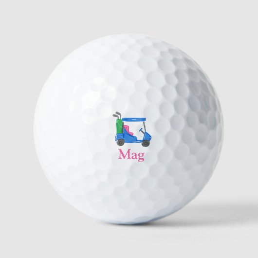 Preppy Blue Golf Cart Personalisiert Golfball (Vorderseite)
