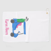 Preppy Blue Golf Cart Personalisiert Golfhandtuch (Horizontal)