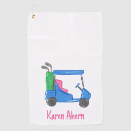 Preppy Blue Golf Cart Personalisiert Golfhandtuch