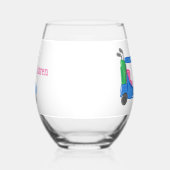 Preppy Blue Golf Cart Personalisiert Weinglas Ohne Stiel (Links)