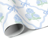 Preppy Blue Green Hydrangeas Geschenkpapier (Rolleneckpunkt)