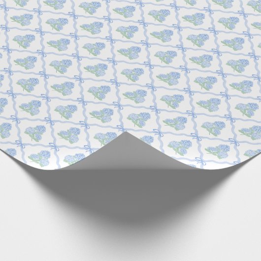 Preppy Blue Green Hydrangeas Geschenkpapier (Ecke)