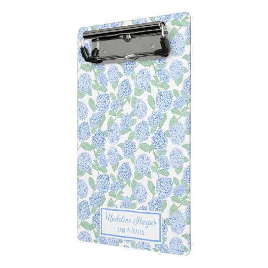 Preppy Blue & Green Hydrangeas Monogram Mini Klemmbrett (Gewinkelt2)