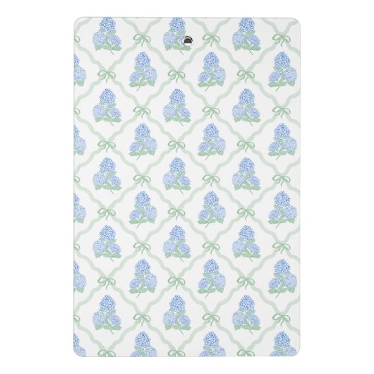 Preppy Blue & Green Hydrangeas Monogram Mini Klemmbrett (Rückseite)