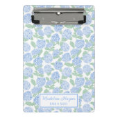 Preppy Blue & Green Hydrangeas Monogram Mini Klemmbrett (Vorderseite)