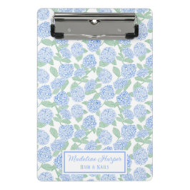 Preppy Blue & Green Hydrangeas Monogram Mini Klemmbrett