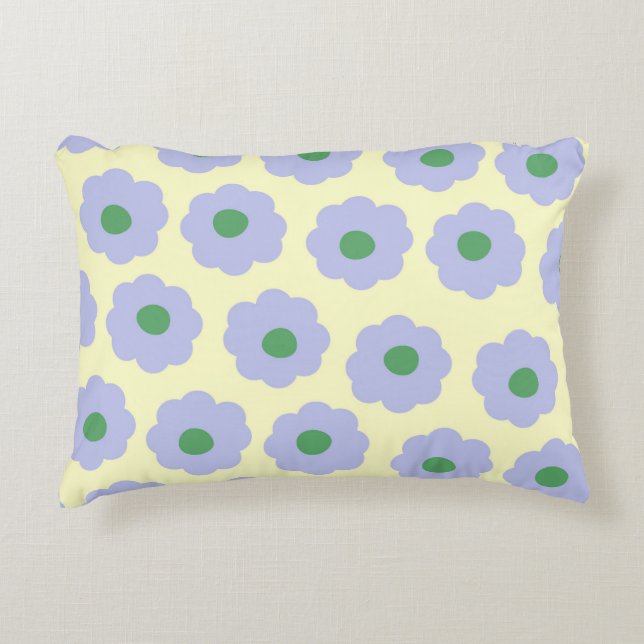 Preppy Blue Green Niedlich Hippie Blume Muster Dekokissen (Vorderseite)