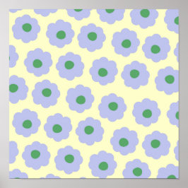 Preppy Blue Green Niedlich Hippie Blume Muster Poster