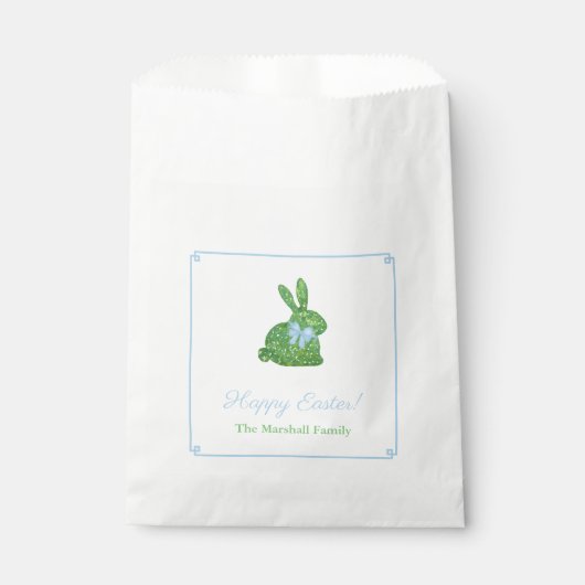 Preppy Blue Green Oaster Bunny Baby Dusche Party Geschenktütchen (Vorderseite)