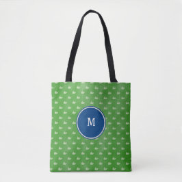 Preppy Blue Green White Whales Monogram Dog Tasche