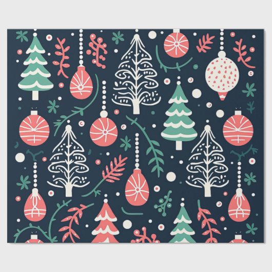 Preppy Blue Holiday Print Weihnachten Geschenkpapier (Flach)