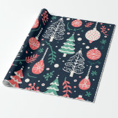 Preppy Blue Holiday Print Weihnachten Geschenkpapier (Ungerollt)