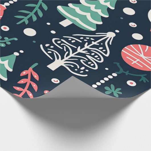 Preppy Blue Holiday Print Weihnachten Geschenkpapier (Ecke)