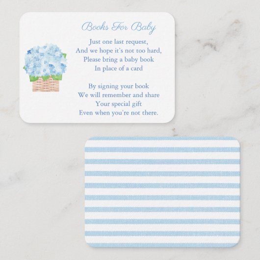 Preppy Blue Hydrangea Baby Boy Dusche bringen ein  Begleitkarte (Vorne/Hinten)