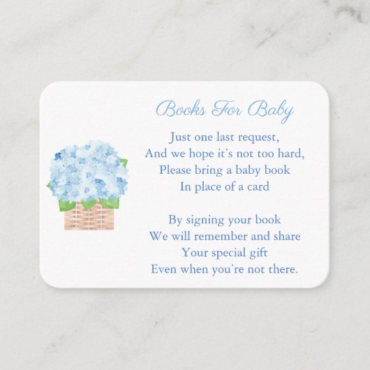 Preppy Blue Hydrangea Baby Boy Dusche bringen ein  Begleitkarte (Vorderseite)