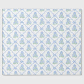 Preppy Blue Hydrangea with Blue Bow Trellis Geschenkpapier (Flach)