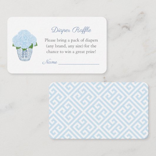 Preppy Blue Hydrangeas Diaper Raffle Baby Dusche Begleitkarte (Vorne/Hinten)