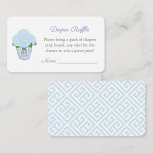 Preppy Blue Hydrangeas Diaper Raffle Baby Dusche Begleitkarte